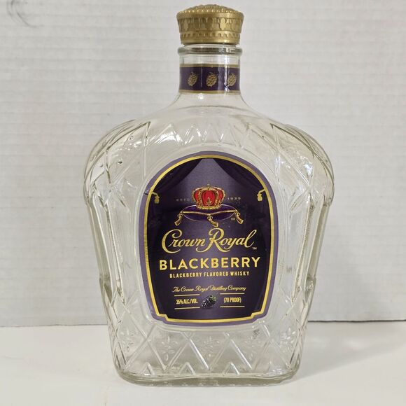 Crown Royal Blackberry Whiskey Bottle EMPTY 750mL Canadian Collectible Bar Decor - Picture 1 of 7